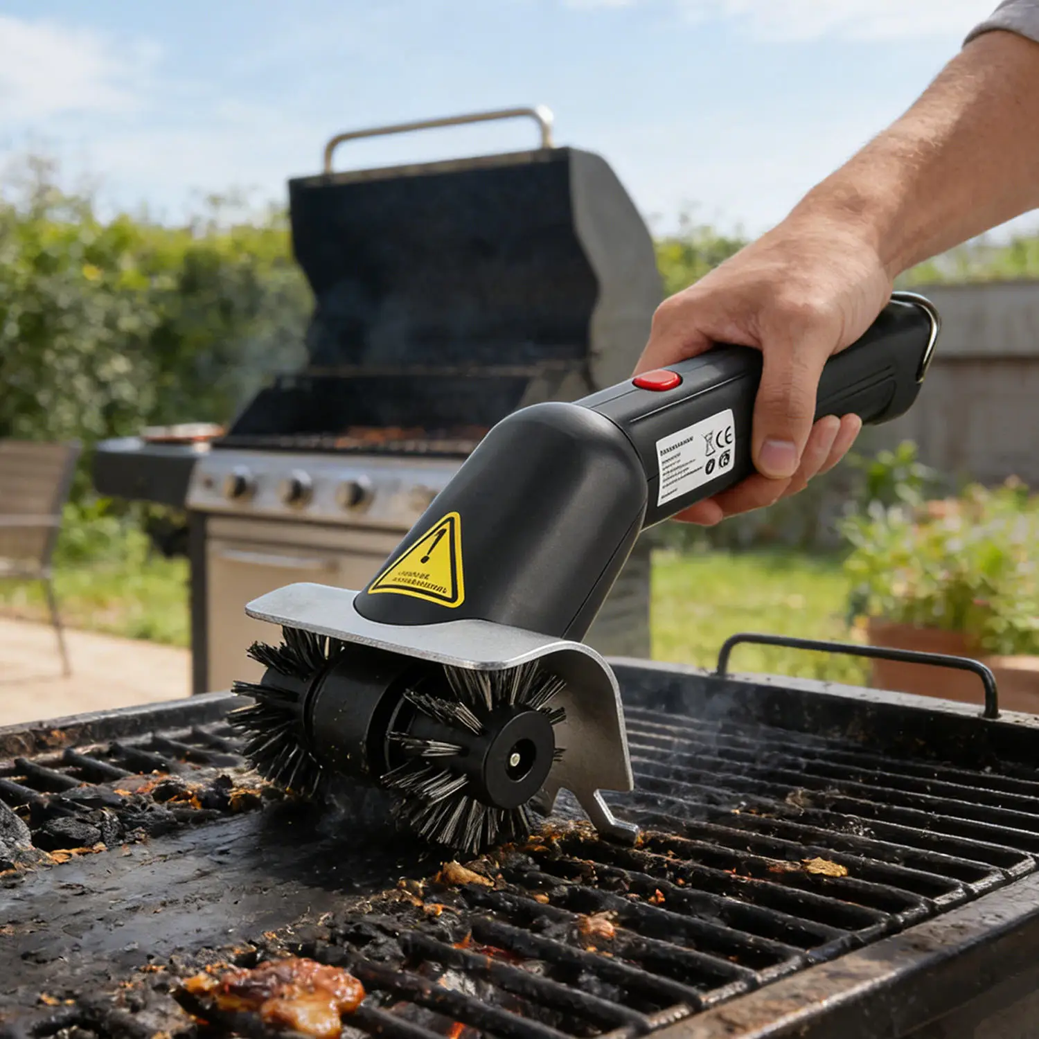 7.4V Rechargeable Electric BBQ Grill Brush Cleaner Cordless Barbecue Scrubber Portable Steel Roller Brush For Outdoor Grates