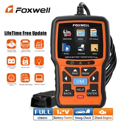 FOXWELL NT301 Plus OBD2 Automotive Scanner 12V Battery Tester Engine Check Code Reader Battery Charging Cranking System Test