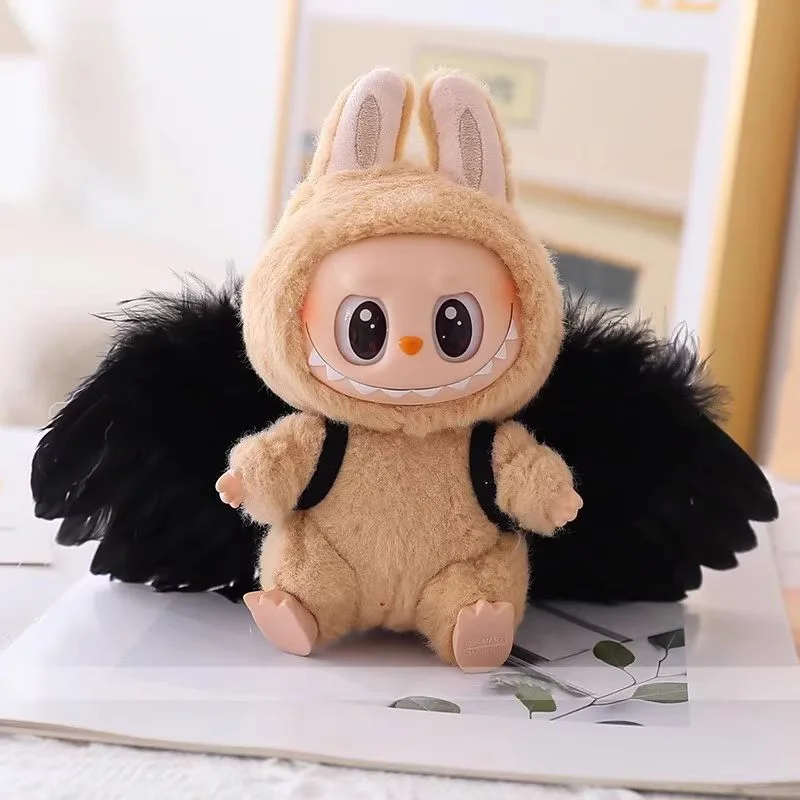 Labubu 옷 15-17cm 인형 검정 흰색 천사 깃털 날개 Diy 미니 인형 의류 귀여운 날개 복장 액세서리 소녀 선물