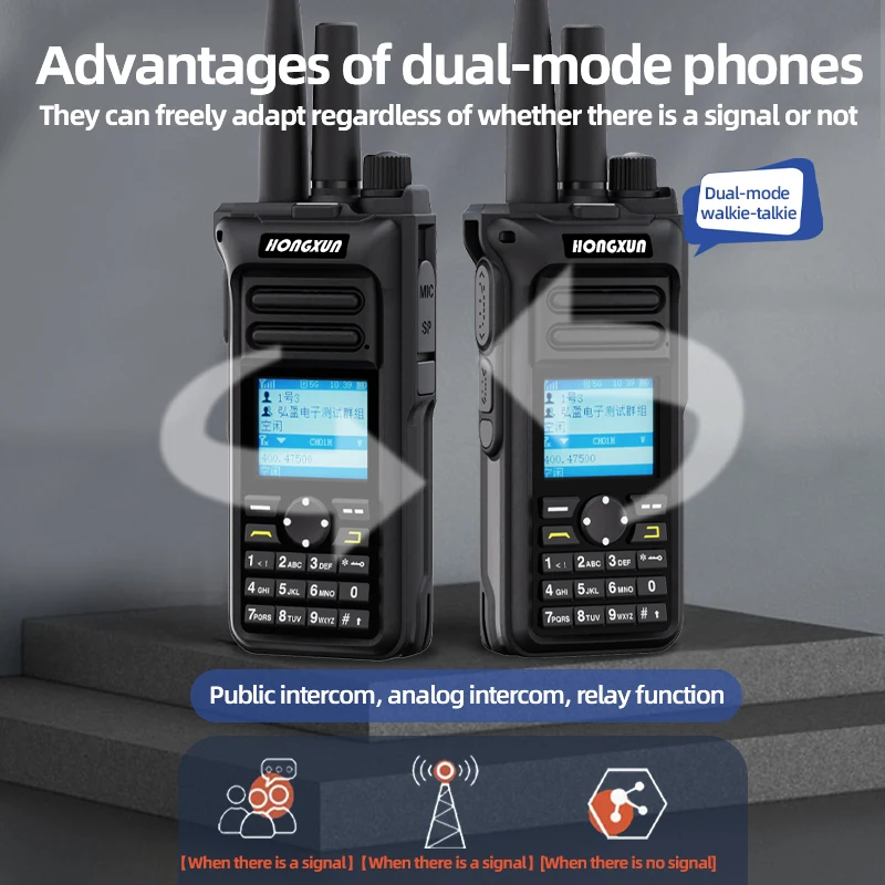 HONGXUN GM-10 무전기 4G POC UHF/VHF 5000KM 범위 GPS 그룹 설정 IP67 방수 5W 대용량 배터리