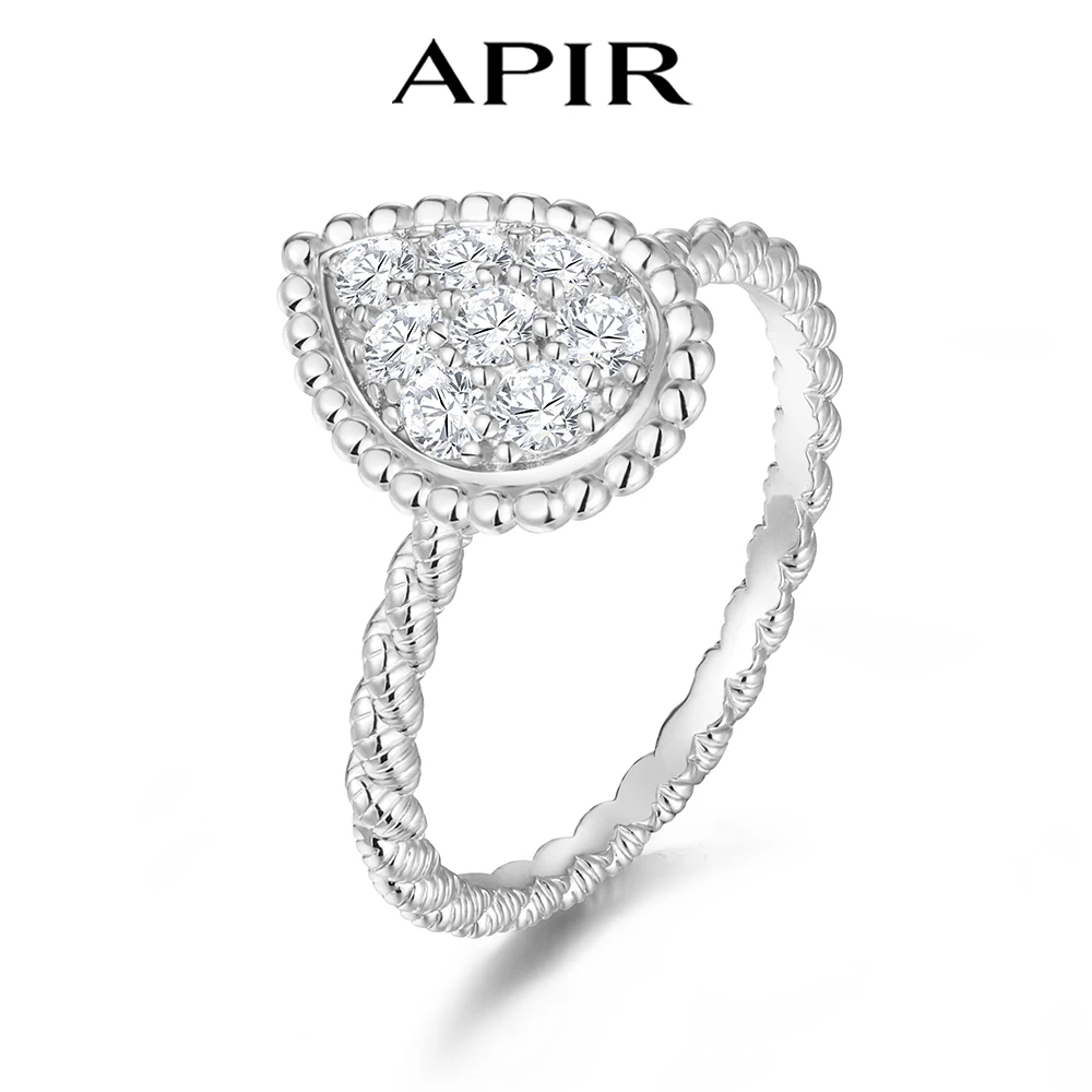 

APIR богемный стиль 5A циркон кольцо в форме капли воды для женщин дизайн веревочной петли с инкрустацией бриллиантами вечерние свадебные роскошные ювелирные изделия на заказ