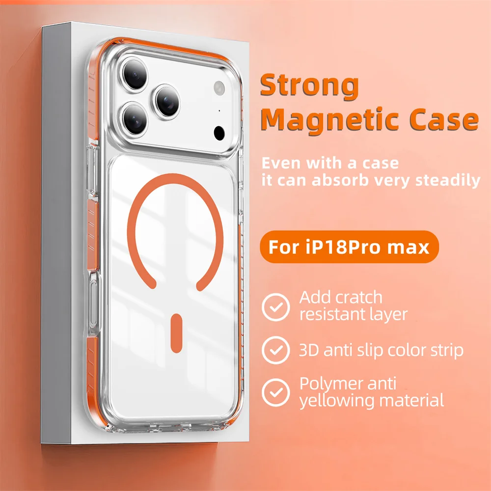 Luxuriöse Transparente Magsafe Magnetische Hülle für iPhone 18 Pro Max 17 16 15 14 13 12 Kabelloses Laden Candy-Rahmen Stoßfeste Abdeckung – Detail 13