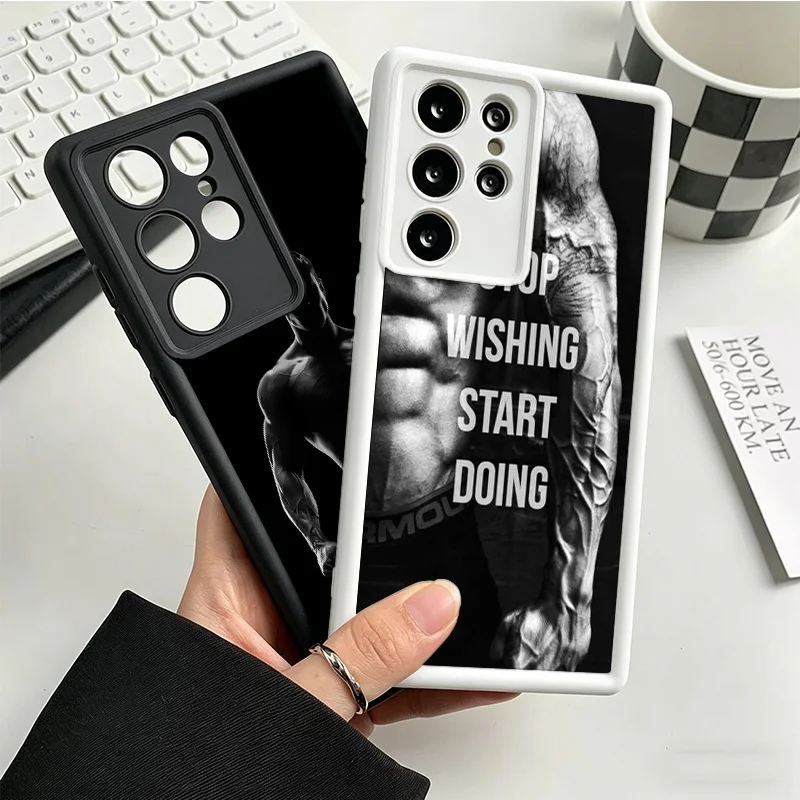Muscle Workout Style Phone Case For Samsung S25 S26 FE S23 S22 Ultra Galaxy S21 S20 Plus S24 FE Cover Coque Shell Protective
