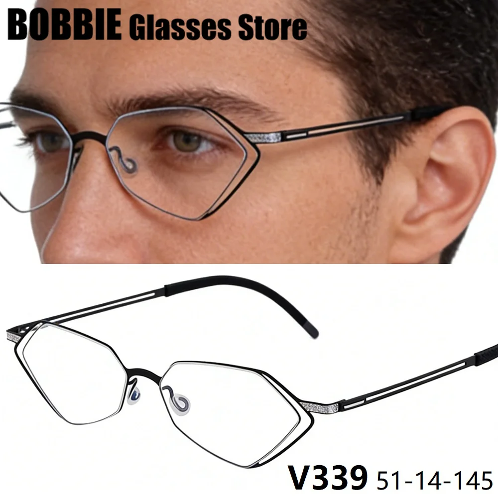 

Модные мужские и женские оправы для очков, дизайн «кошачий глаз», норвежский бренд, очки ручной работы, титановая оправа для очков, тонкая оправа V339