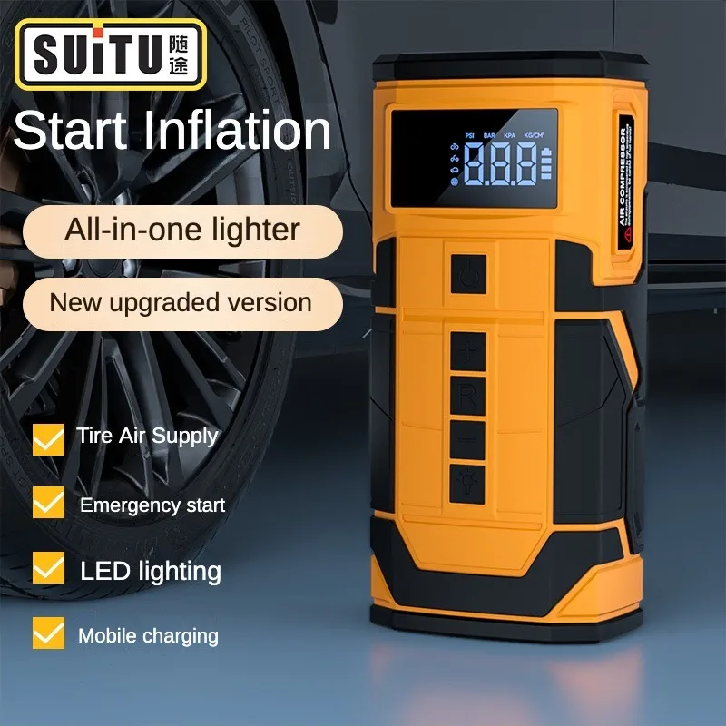 14.8V Air Compressor 150PSI Tire Pump Car Jump Starter 600A Peak Current Emergency Starter Booster Auto Power Bank 10000mAh