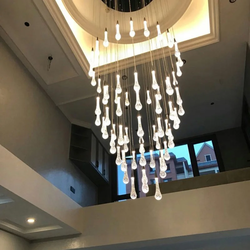 

led Chandelier Crystal raindrop chandelier Living Room Dining Room Staircase Interior lighting Modern duplex attic chandelier