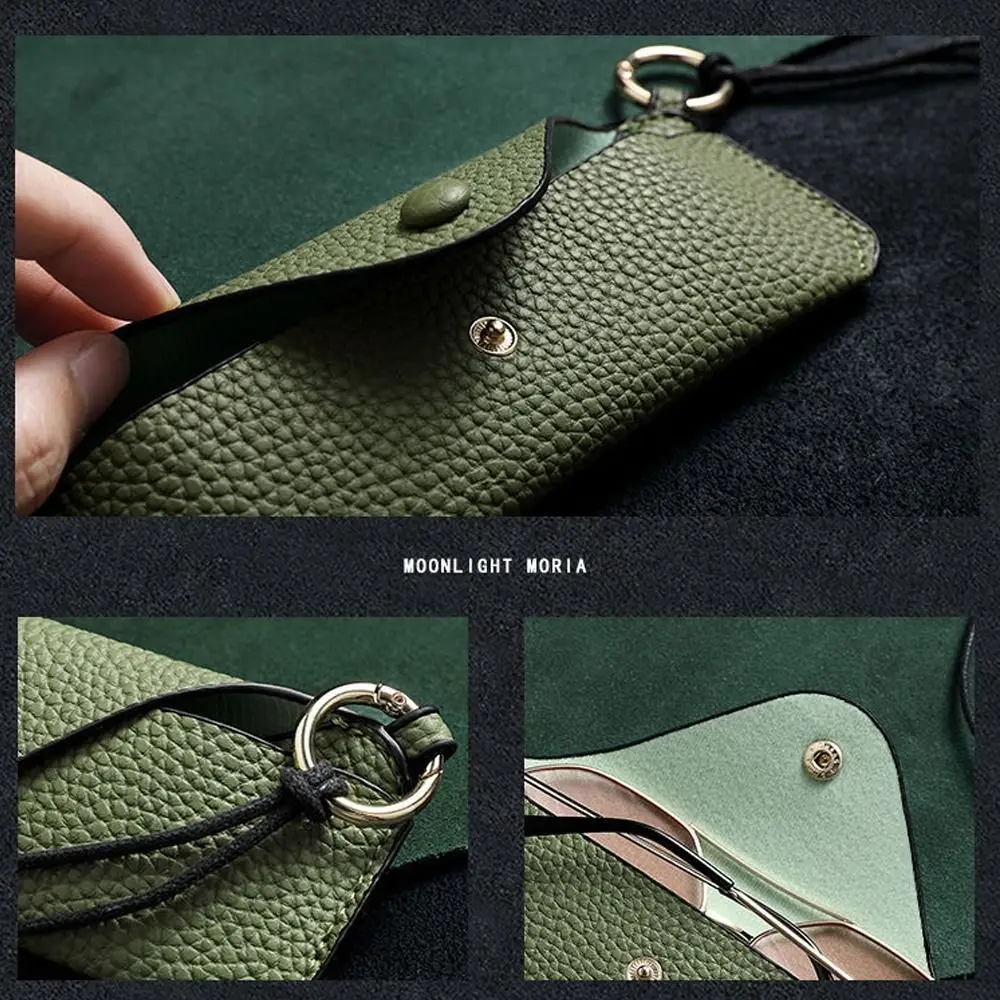 Retro PU Leather Glasses Bag With Lanyard Portable Sunglasses Box Storage Bag Anti Pressure Protective Cover