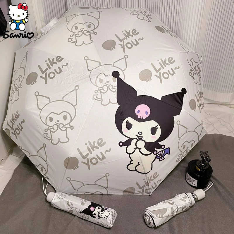 2024 Sanrio Umbrella Kawaii Kuromi Sunshade Umbrella Sun Umbrella Hello Kitty Sunscreen Anti-Ultraviolet Folding Umbrella Gifts