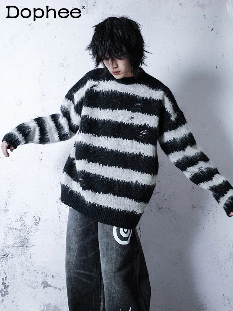 Y2K Subkultur American Fashion Trend Rundhalspullover Lose lässige Straße vielseitiger Strickpullover