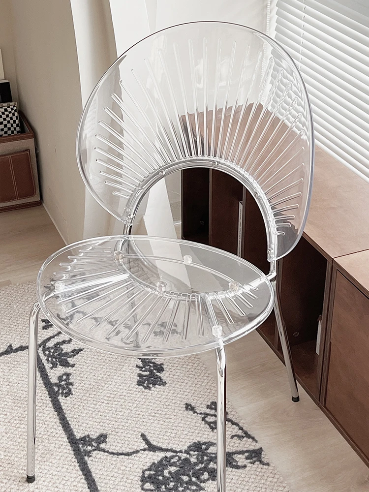 The product can be customized.Shell chair transparent dining chair home backrest plastic acrylic net celebrity ins simple moder