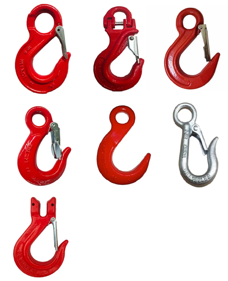 1.12-3.5T G80 eye sling hook with latch  Single loop cargo container lifting rigging forged alloy hoist hook crane winch chain