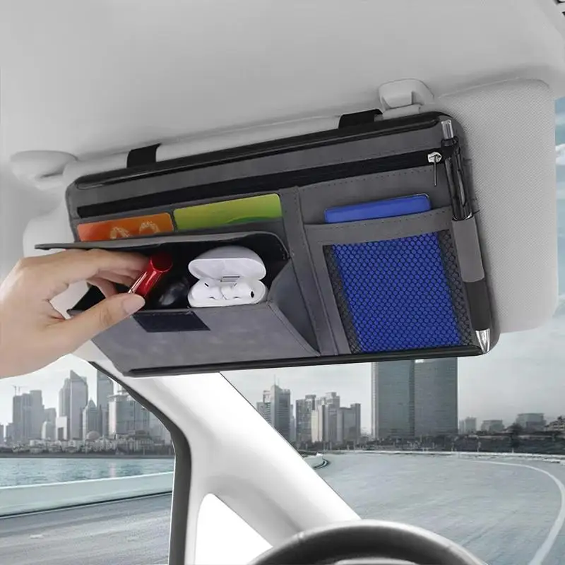 Visor Organizer Auto Interior Accessories Storage Multi-Pocket Card Holder Car Truck SUV Storage Pouch Holder Car Visor