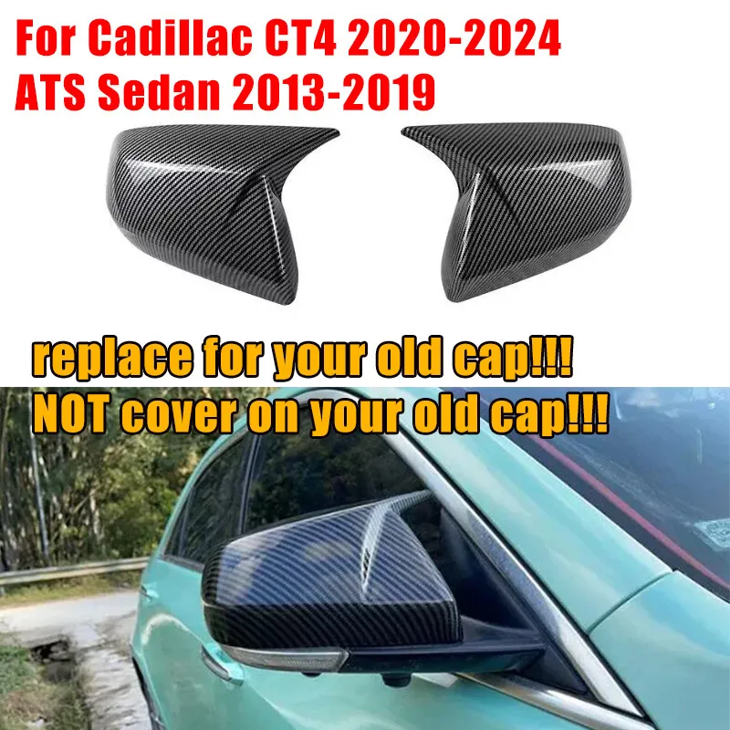 

Carbon Fiber Side Rearview Mirror Replacement Cover Cap For Cadillac CT4 2020-24