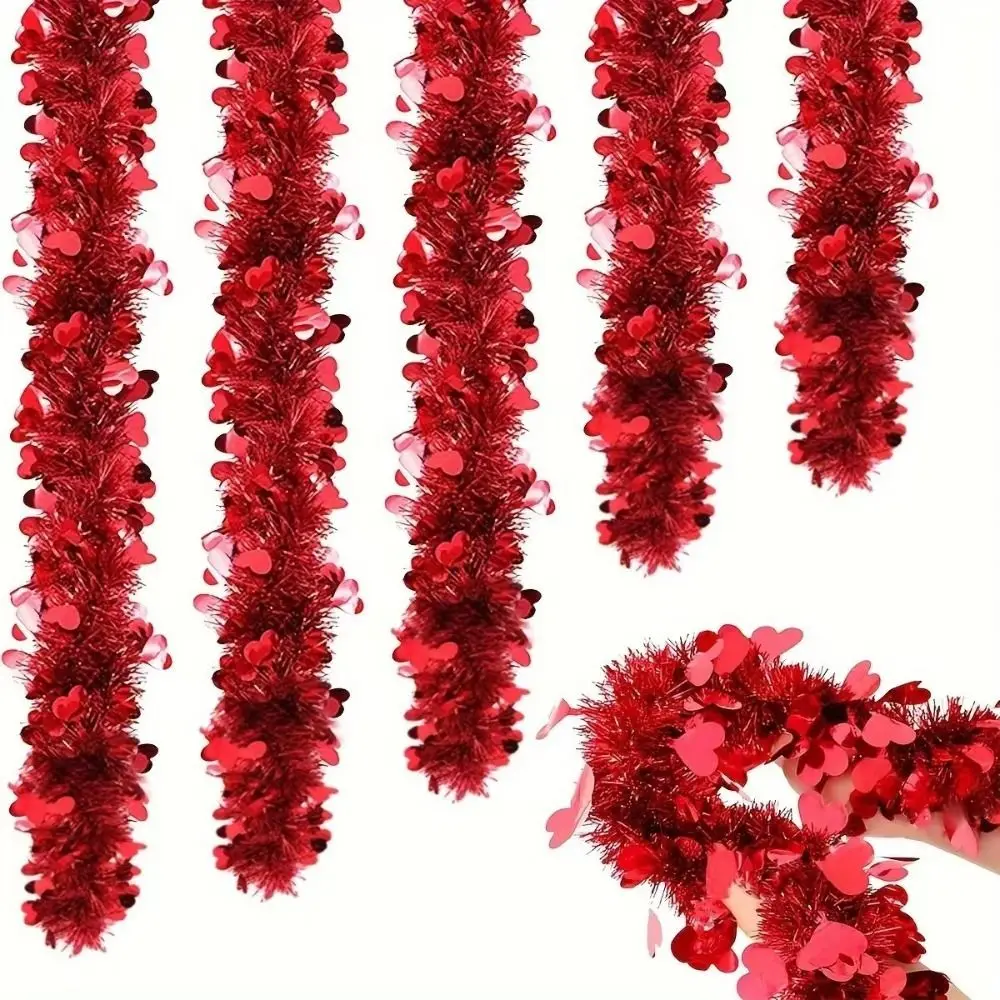 

Dense 2M Heart Tinsel Garland DIY Ceiling Decor Valentines Garland Decorative Garland Love Sequins Hanging Decor Home Decoration
