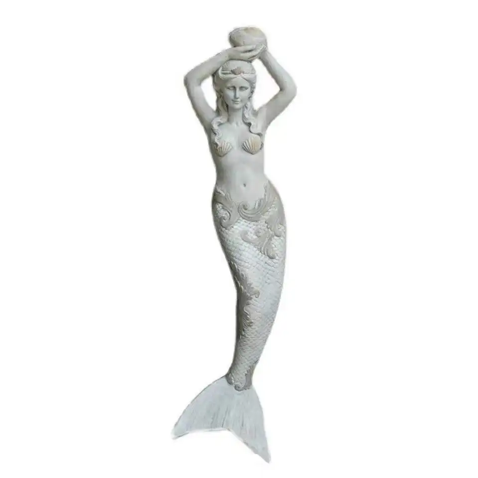 Imagem -05 - Estilo Europeu Retro Sereia Parede Pendurado Escultura Jardim ao ar Livre Figurines Decoração Varanda Resina Ornamento Casa Estátua Artesanato