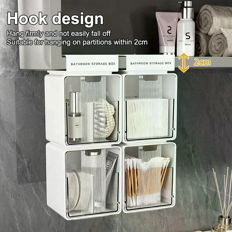 

Clear Pull-Out Drawer Style Makeup Cotton Stick Storage Box for Bathroom, Under Mirror Cabinet Organizer