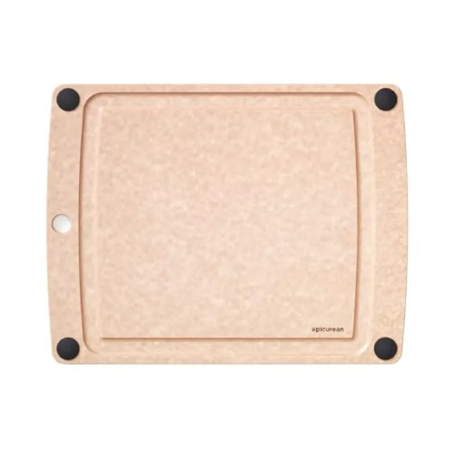 

All-In-One Cutting Board with Non-Slip Feet and Juice Groove 14.5" × 11.25" Natural/Black