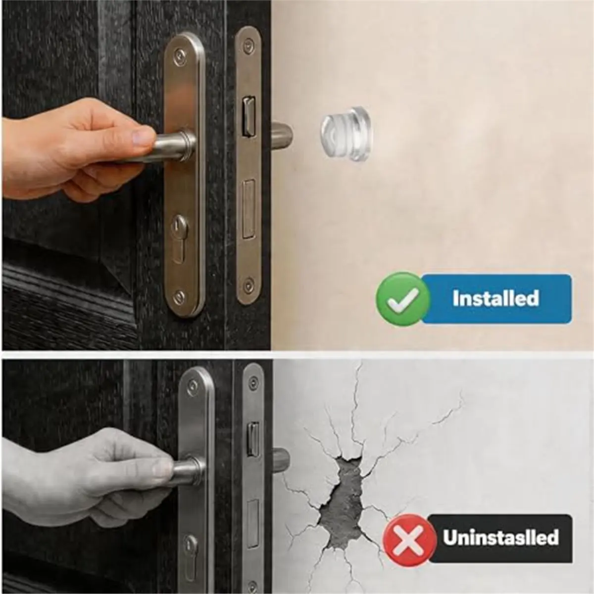 4Pcs Transparent Soft Silicone Door Stopper Wall Protector Adhesive Rubber Bumper
