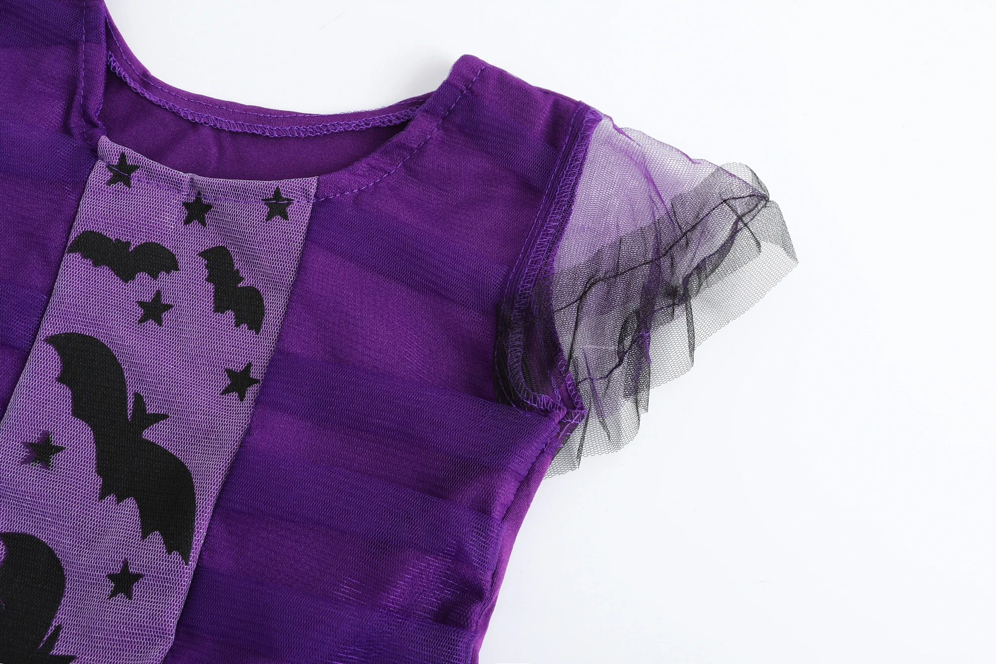 Kinder Mädchen Halloween Fledermaus Hexen Kostüm Komplettset mit Flügeln, Halskette, Socken, Netzstrümpfen und Handschuhen für Themenpartys – Detail 13
