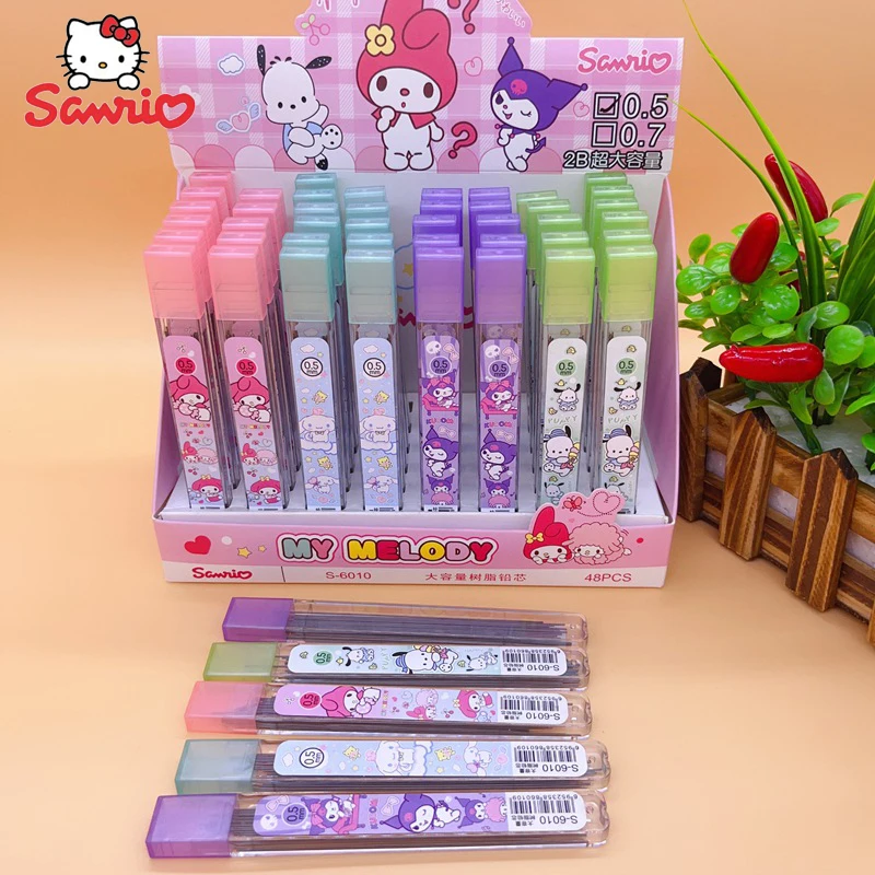 

48pcs New Sanrio 0.5mm Pencil Refill Cartoon Cute Automatic Pencil Refill Mechanical Pencil Refill Student Stationery Supplies