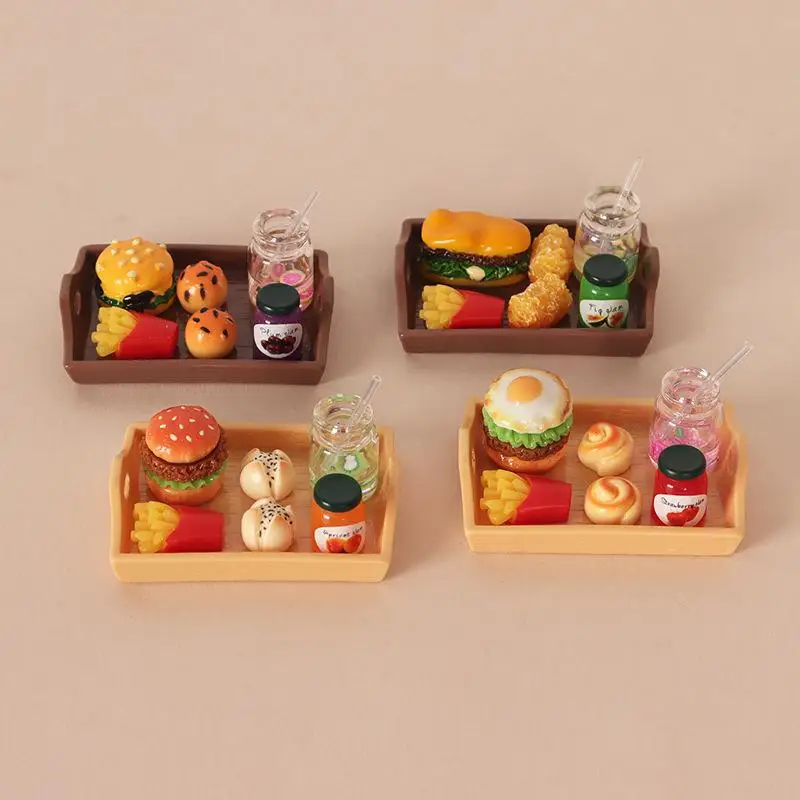 1:12 Scale Dollhouse Miniature Coffee & Pastry Set Realistic Food Tray Accessory for DIY Diorama Scene Role Play