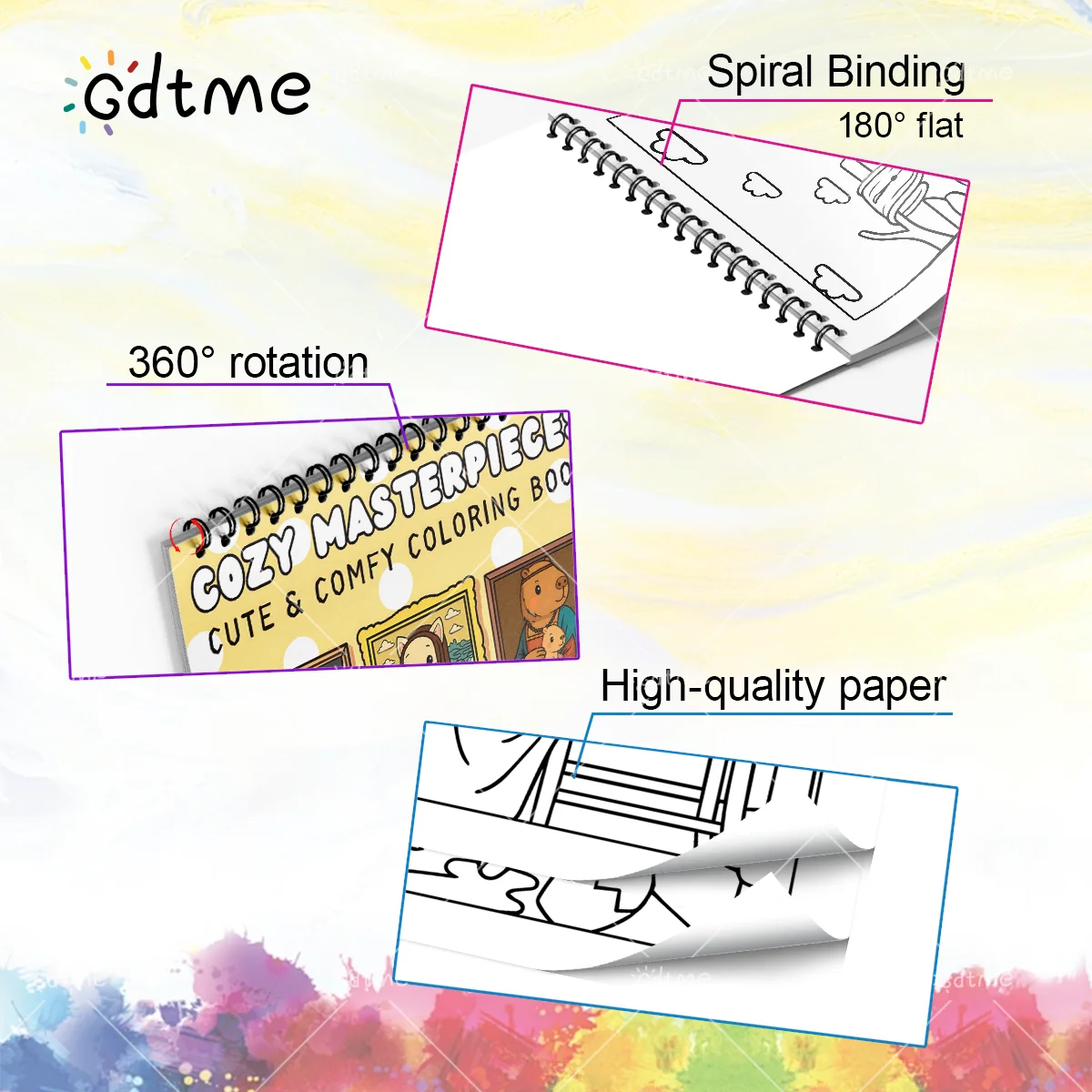 كتاب تلوين مريح للكبار ملزمة حلزونية 24 صفحة للاسترخاء ألعاب تعليمية للأطفال كتاب رسم يدوي ﻿