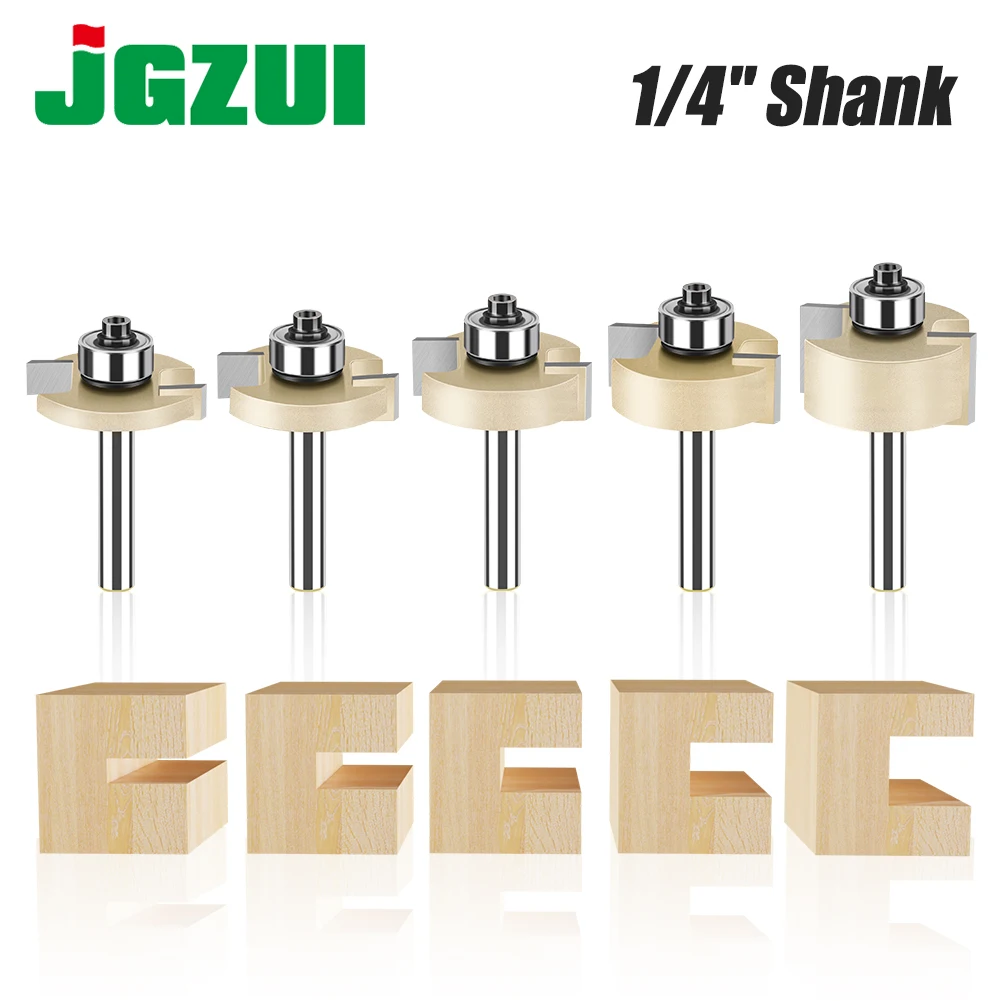 6mm 1/4in Shank T-Slot Router Bit T Type Slotting Cutter with Bearing Rabbeting Milling Cutter Woodworking Tools