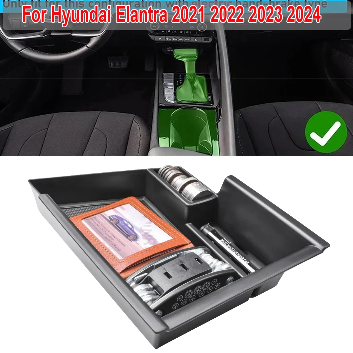 For Hyundai Elantra 2021 2022 2023 2024 NOT Fit Manual Hand Break Center Console Armrest Storage Box Organizer Secondary Holder