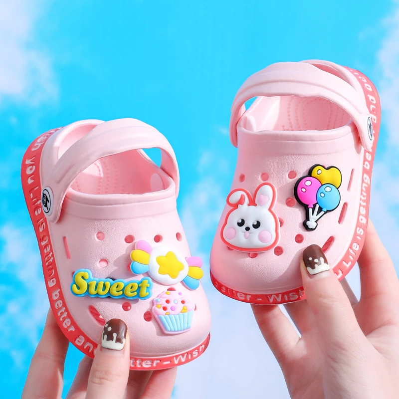 Garden Beach Slippers Kids Summer Cartoon Cave Hole Sandals Non-Slip Sandals Soft Soled Quick Drying Shoes