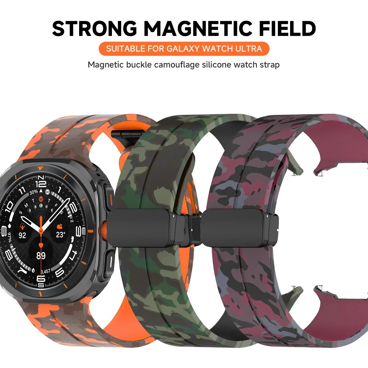 Silicone Sport Strap for Samsung Galaxy Watch Ultra 47mm Strap Magnetic Folding Clasp for Watch Ultra Replacement Bracelet Strap