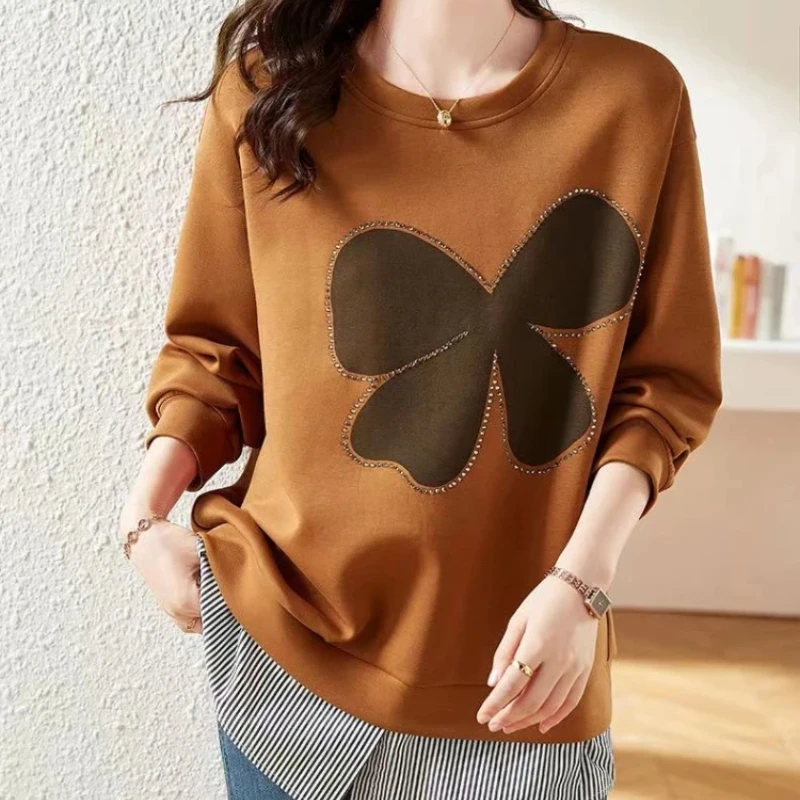 Woman Tops Baggy With Orint On Pullover Loose Casual Sweatshirt for Women Outerwears Youthful Clothes Designer E Y 2k Vintage M