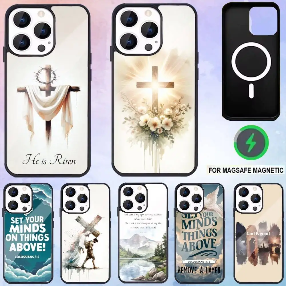 

Bible Art Verse Christian Phone Case For iPhone17,16,15,14,13,12,11 Plus,Pro Max Magnetic Magsafe Wireless Charging