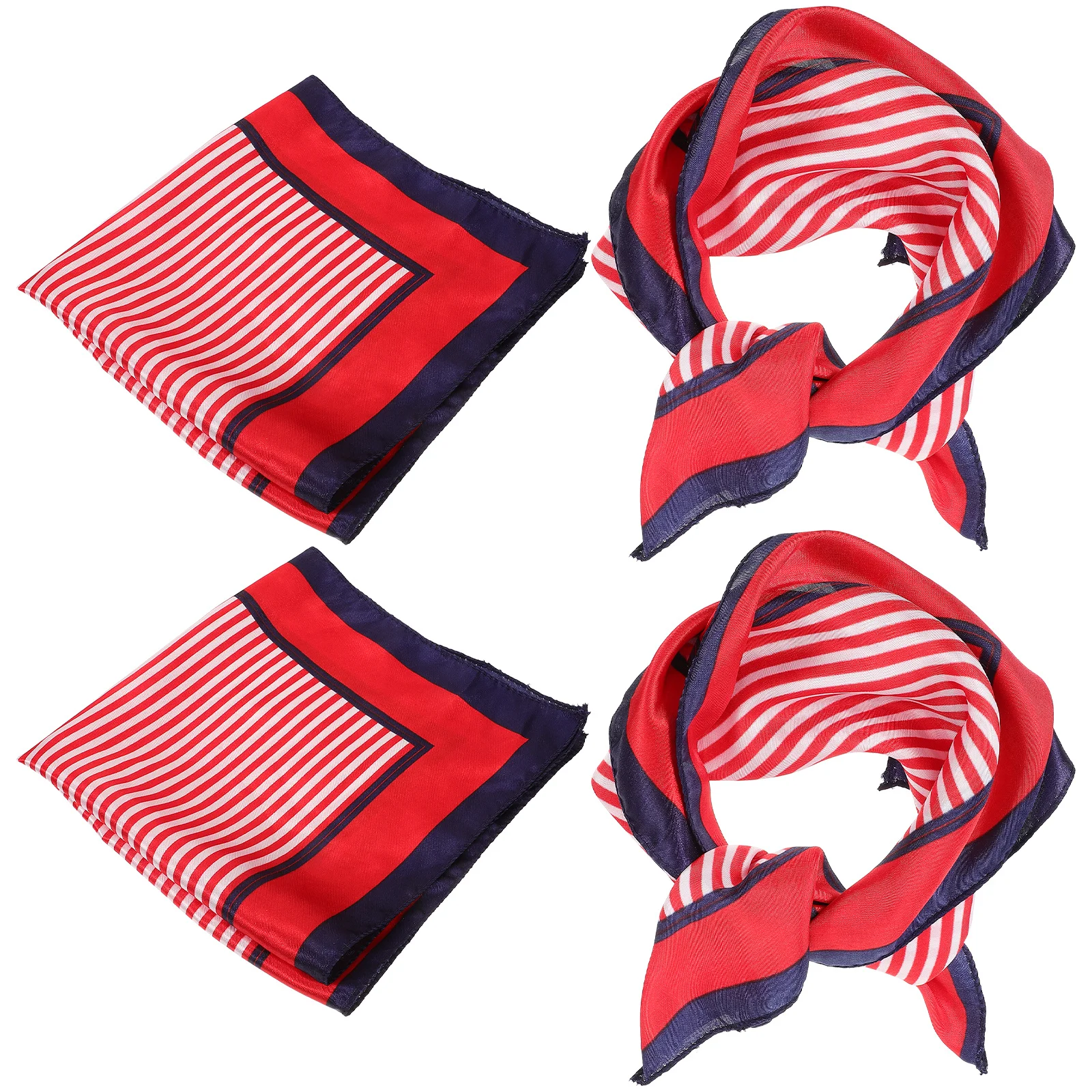 

4pcs Silk-Like Scarf Women Solid Colored Square Neck Scarf Lightweight Satin Neckerchief For Flight Attendant Uniform Decorative