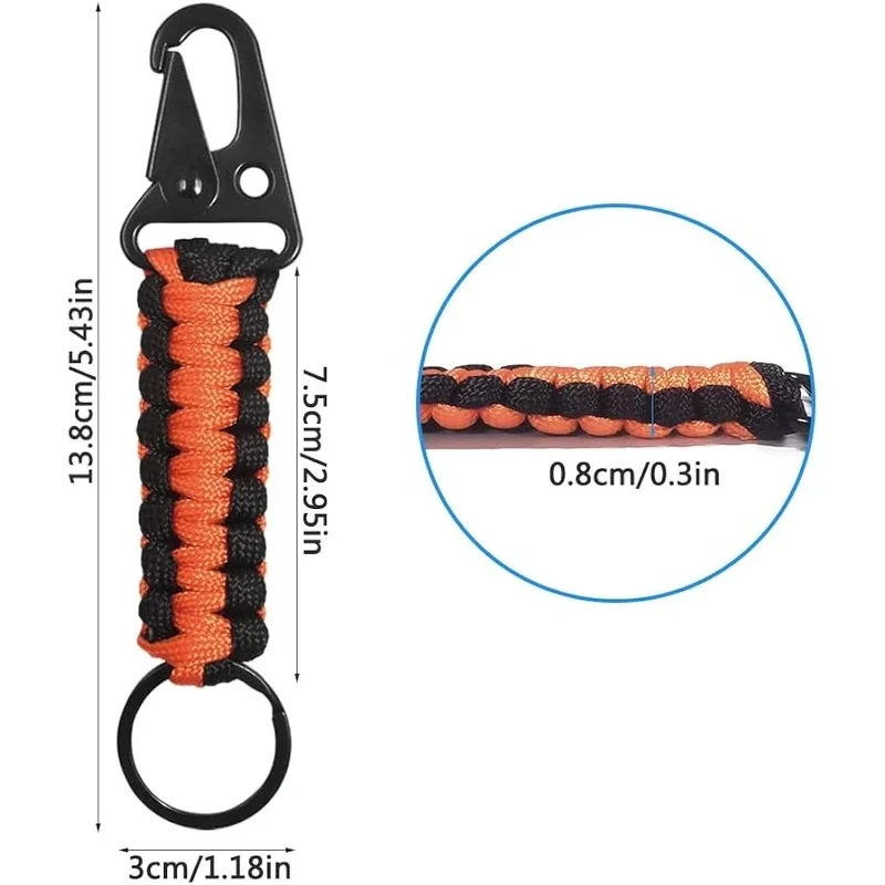 1/2pcs Keychain Carabiner Clips Military Braided Parachute Rope Lanyard Key Ring Outdoor Survival EDC Tools For Camping Hiking