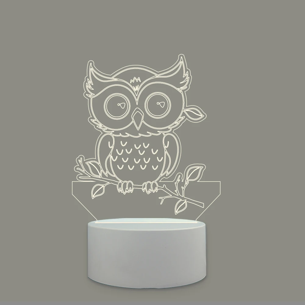 Veilleuse hibou 3D pour décor de chambre à coucher, cadeau d'anniversaire