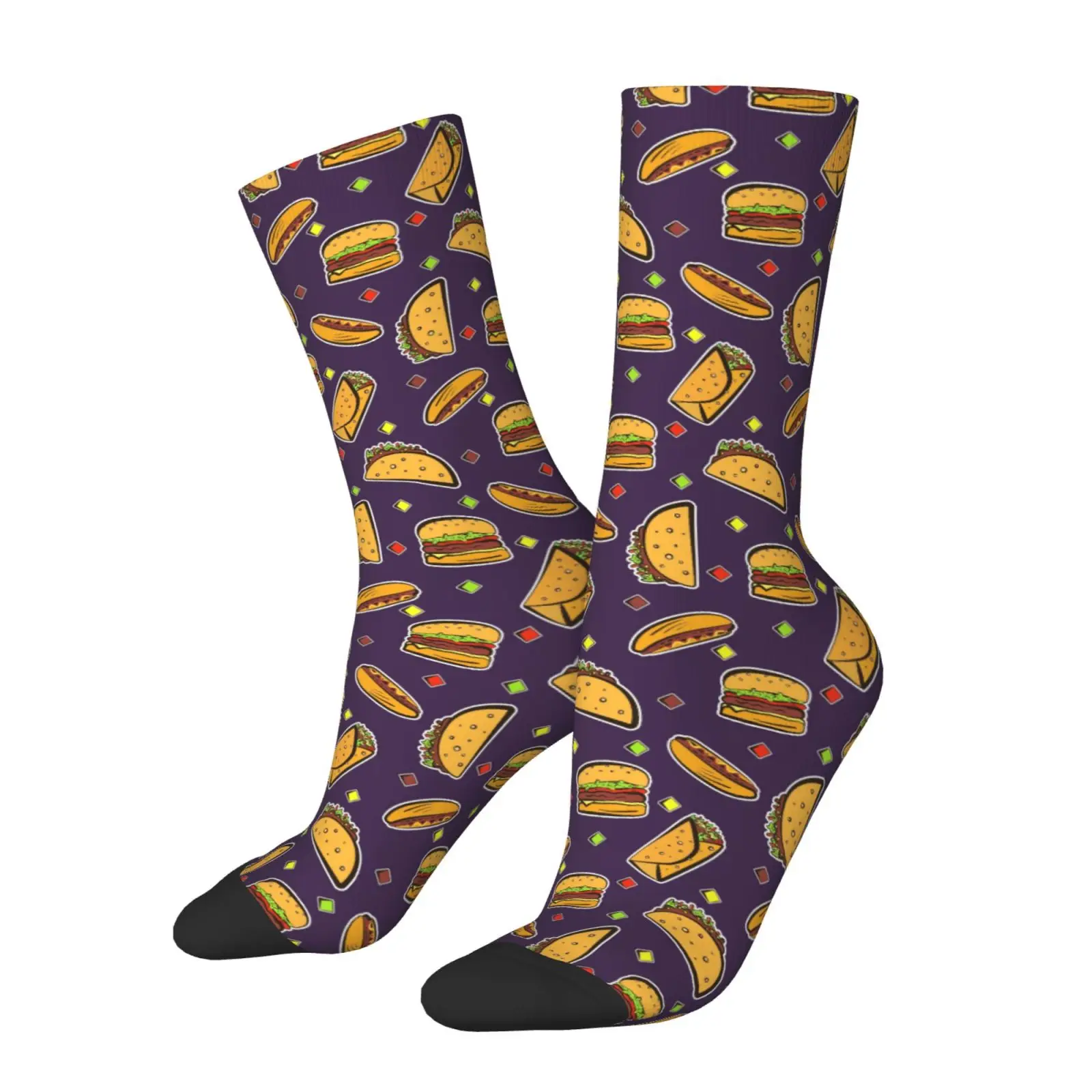 

Fast Food Hamburger Sandwich Pattern Stockings Socks Warm Soft Socks Winter Running Non Slip Pattern Socks Birthday Present