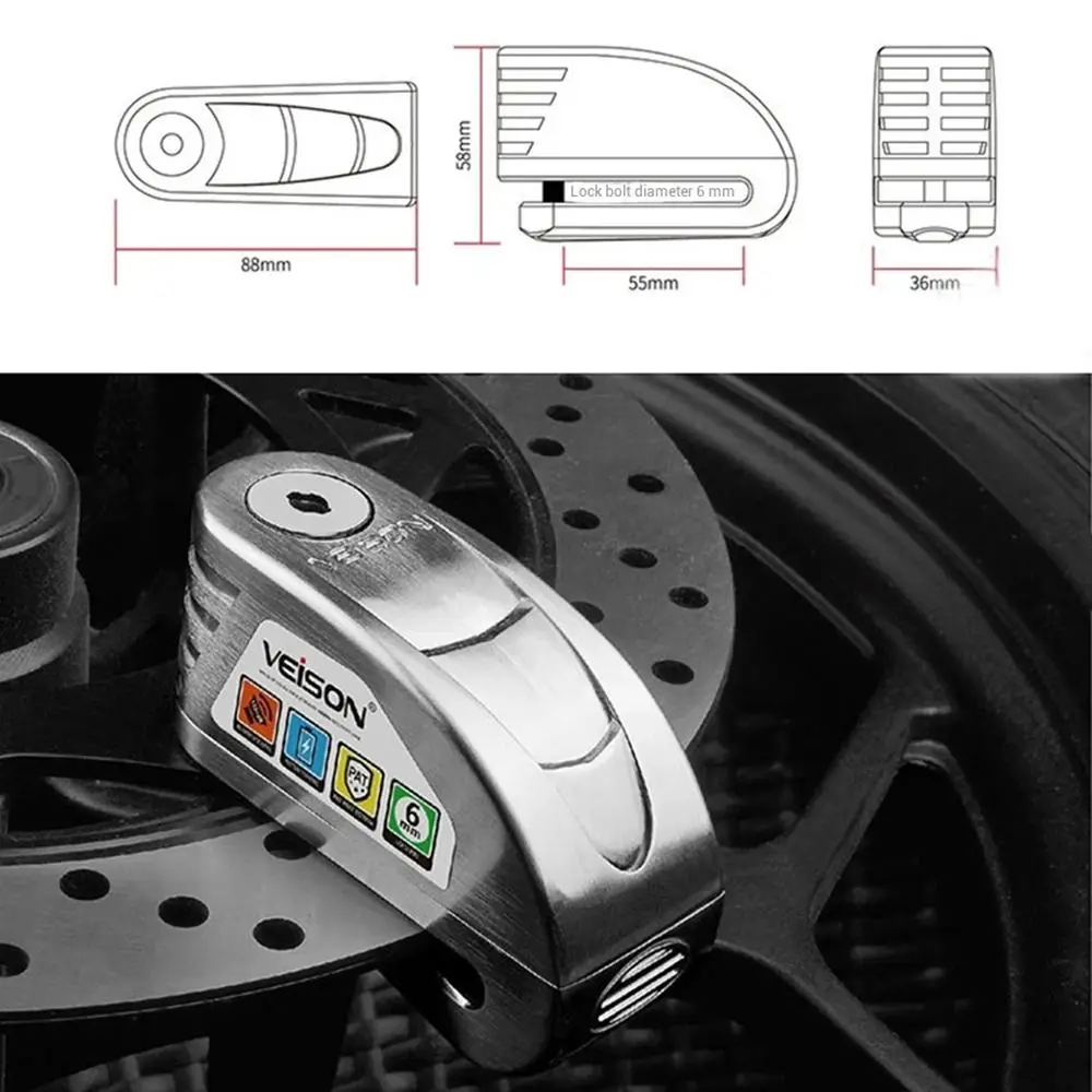 Waterproof Motorcycle Disc Brake Lock Anti-theft Zinc Alloy Bicycle Disc Brake Lock Rust Resistant Smart Motorbike Alarm Lock