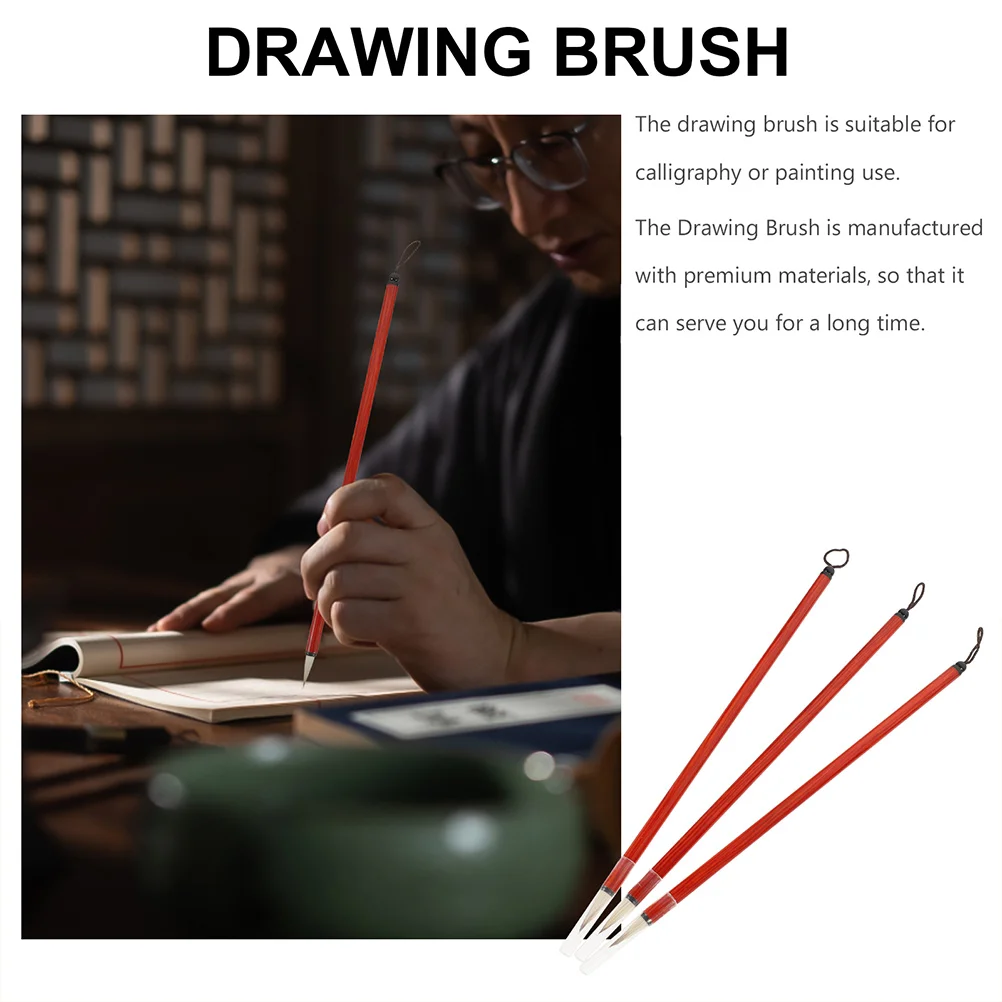 

4 Pcs Lower Case Writing Brush Chinese Brushes Fountain Pen Caligraphy Pens for Beginners Bamboo Pole Calligraphy Accessories