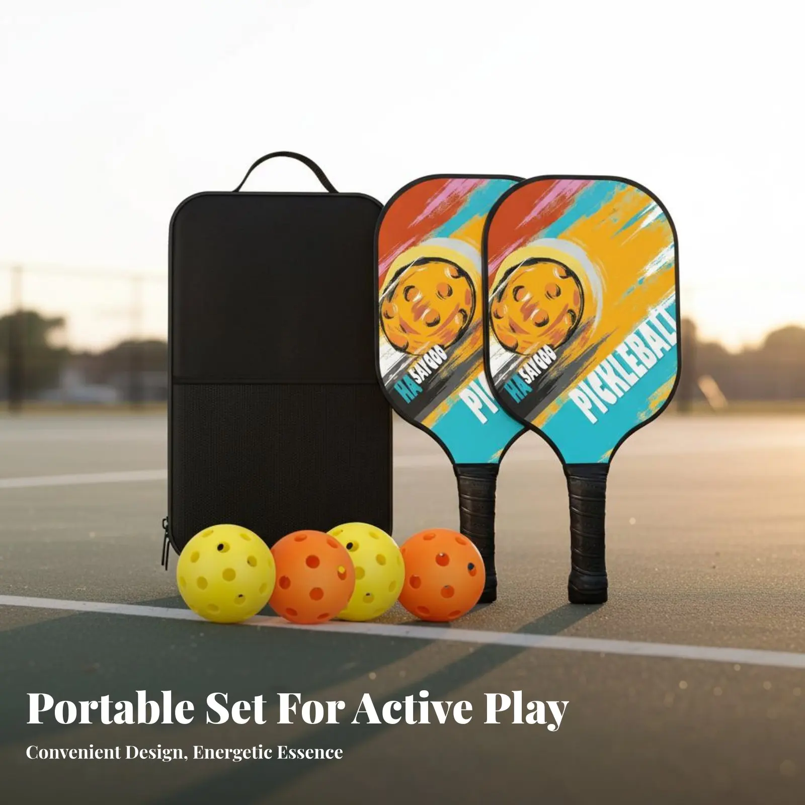 

7 Pieces Fiberglass Pickleball Paddles Lightweight Fiberglass Pickleball Racket Kit Anti-Slip Grip Large Sweet Area for Outdoor