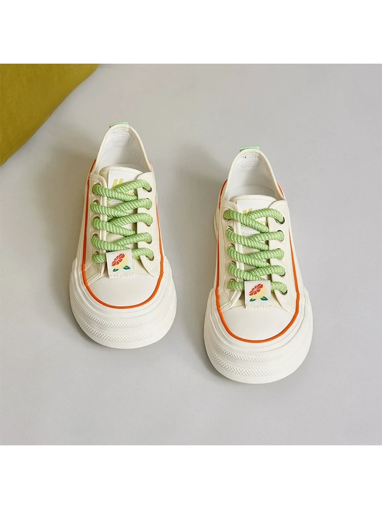 

Fashion Youth Canvas Shoes For Women 2025 New Summer Thin Breathable Casual Shoes Thick Soled Height Increasing Board Shoes