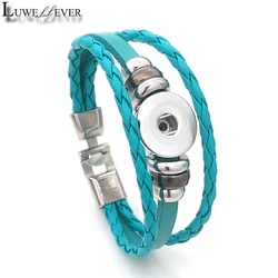 New Candy Colors 191 Real Genuine Leather Retro Fashion Bracelet 18mm Snap Button Bangle Charm Jewelry For Women Gift