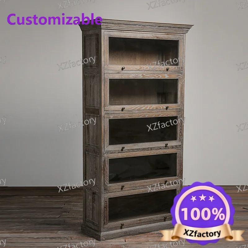 Factory Direct 2026 Top RatedBookcase French Multifunctional Glass Door Wine Cabinet Storage Edge Cabinet Living Room All Solid