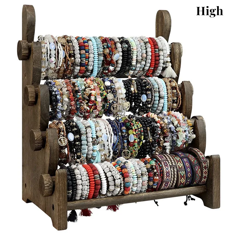 

4 Tier Wooden Display Jewelry Accessory Stand Jewelry Bracelet Holder Bangle Watch Necklace Storage Jewelry Holder Stand Display