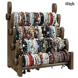 4 Tier Wooden Display Jewelry Accessory Stand Jewelry Bracelet Holder Bangle Watch Necklace Storage Jewelry Holder Stand Display