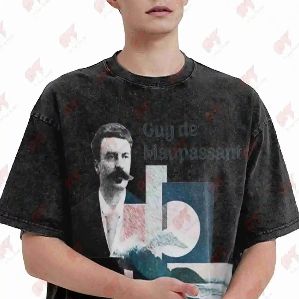 Maupassant Realism The Necklace Literary Vintage Washed Tee Pure Cotton T-Shirt