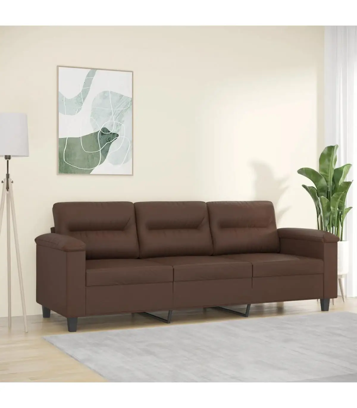 Sofas 3 seater Brown synthetic leather sofa 180 cm