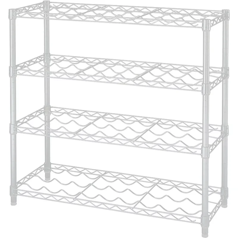 

Commercial Grade 4-Tier Adjustable Chrome Plated Stainless Steel Wine Rack 36x14x36 Inch Modular Wine Cellar Storage System