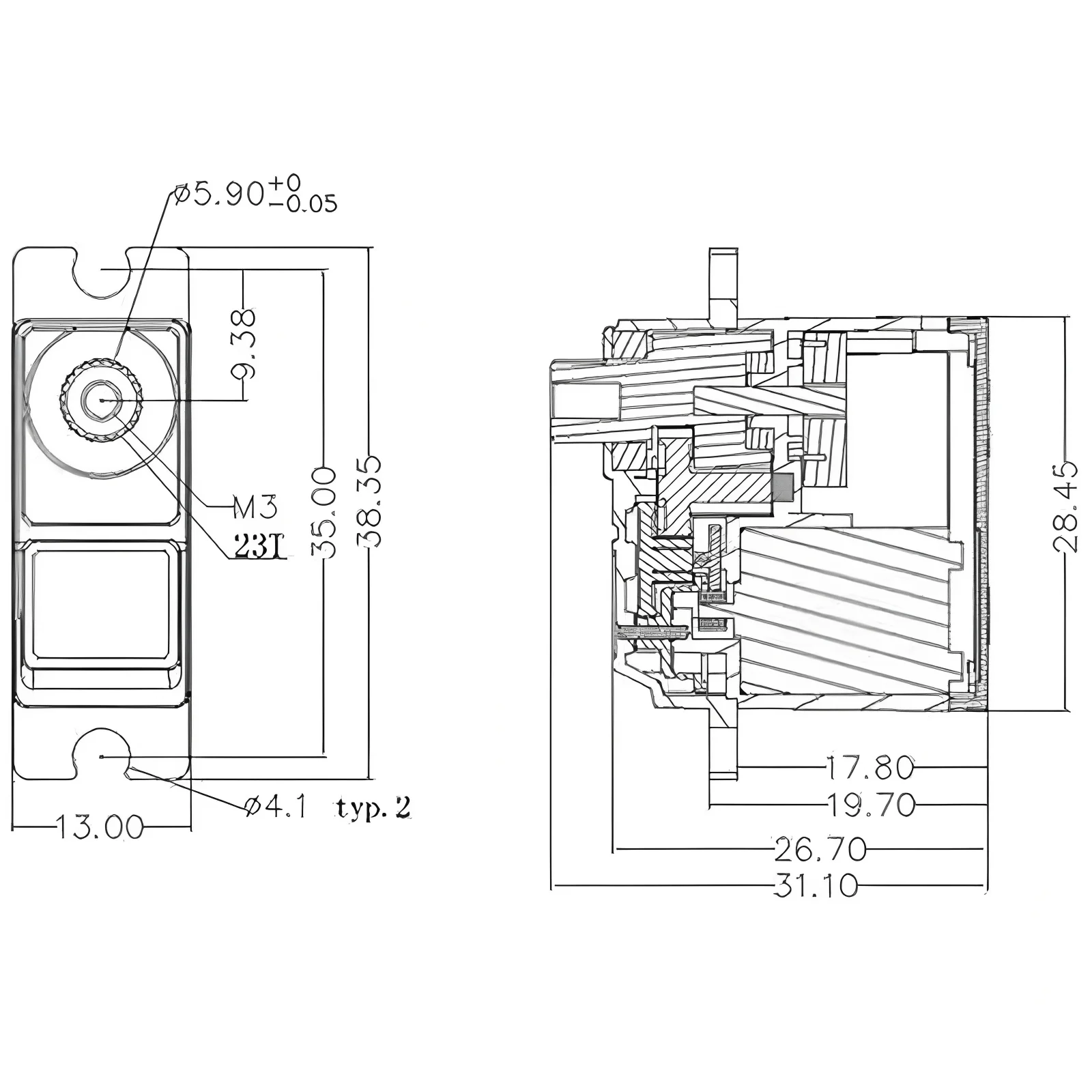 17g Micro Analog Servo ES3004 เกียร์โลหะ 4.8 V-6.0 V สําหรับ DIY Drones เครื่องบินเครื่องบินรถหุ่นยนต์อุปกรณ์เสริม RC เซอร์โวของเล่น