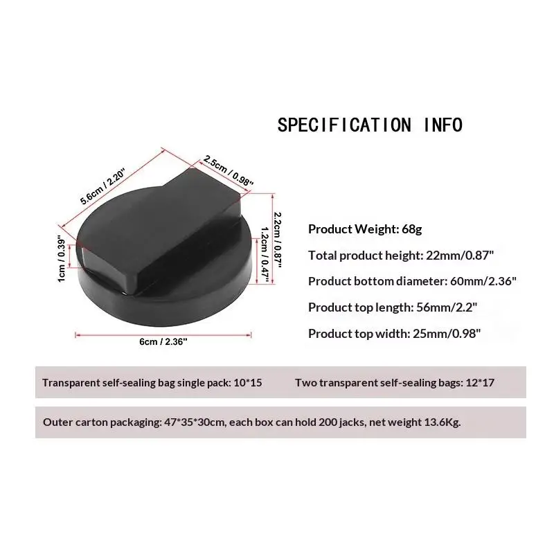 Universal Car Jack Rubber Pad  Jack Stand Rubber Pads Lift Frame Adapter Shock Absorption for Auto Repair Garage