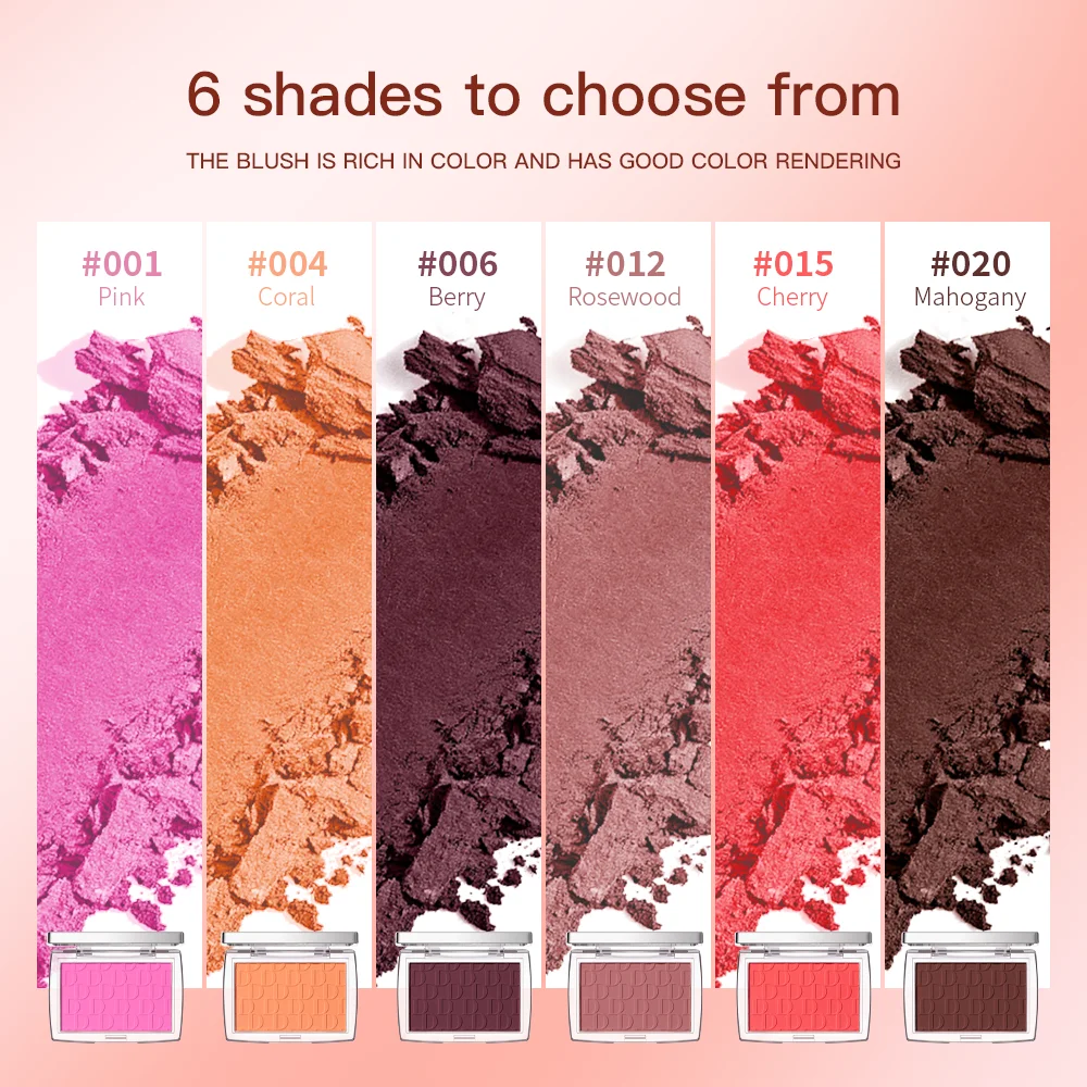 Monochrome Blush Palette Rosy Facial Blusher Powder Natural High Pigmented Pink Coral Rouged for Face Contour Shadow Cosmetics